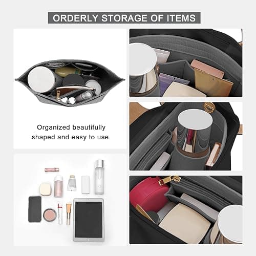 LOUKAYCCI Felt Organizer Compatible with longchamp le pliage L Handbag Insert (Large,Gary) thumbnail 5