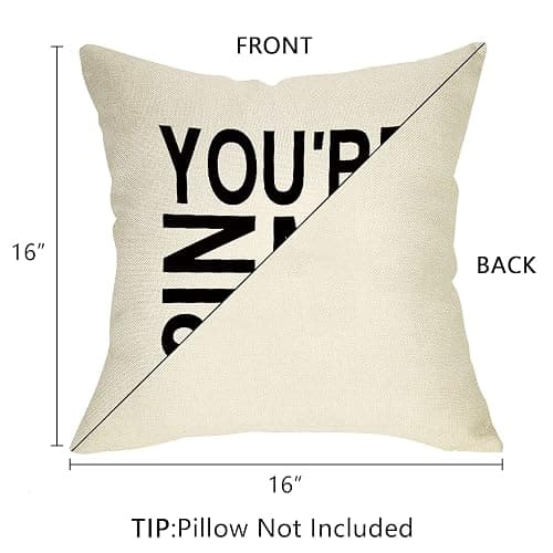 Pycat You're in My SPOT Throw Pillow Cover 16x16 for Sofa Couch, Farmhouse Pillowcase Cushion Case Home Decor, Seasonal Engagement Present Housewarming Gift Wedding Decorative Cotton Linen Decorations thumbnail 3