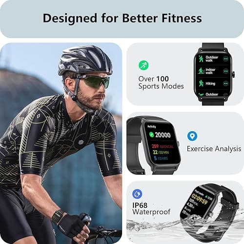 Smart Watch for Men Women, Answer/Make Calls, Alexa Built-in, [1.8" HD Screen] Smart Watches for iPhone/Samsung/Android, Fitness Watch with Heart Rate Sleep SpO2 Monitor,IP68 Waterproof, 100+ Sports thumbnail 4