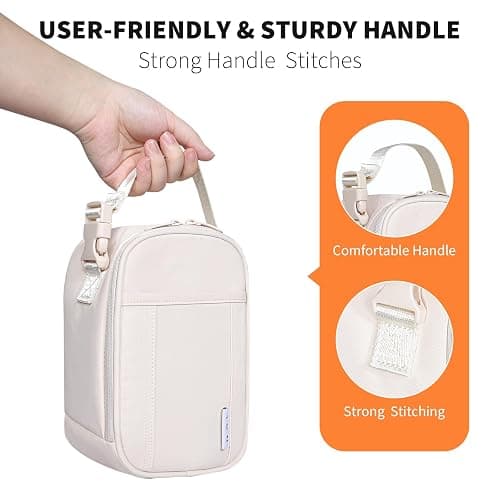 NOL Natural Organic Lifestyle Small Insulated Lunch Bag for Adult - Snack Bag Lunch Cooler Bag Soft Lunch Tote Bag for Work, Cream thumbnail 4