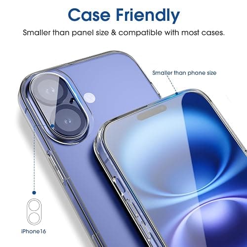 amFilm OneTouch for iPhone 16 Plus Screen Protector 6.7'' Tempered Glass | Auto-Alignment, 30s Install, Bubble Free, Scratch & Drop Protection, HD Clear, Camera Lens Protector, 2+2 Pack (16-6.7'') thumbnail 5