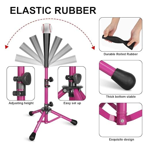 AOLIGEIJS Baseball Tee Batting Tee Softball Tee Portable Travel Hitting Tee,Easy Adjustable Height,Stable Tripod Stand thumbnail 2