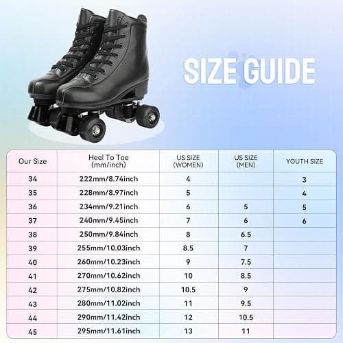 Roller Skate Shoes for Women Men PU Leather High-top Double-Row Roller Skates for Beginner, Professional Indoor Outdoor Roller Skates with Shoes Bag thumbnail 2