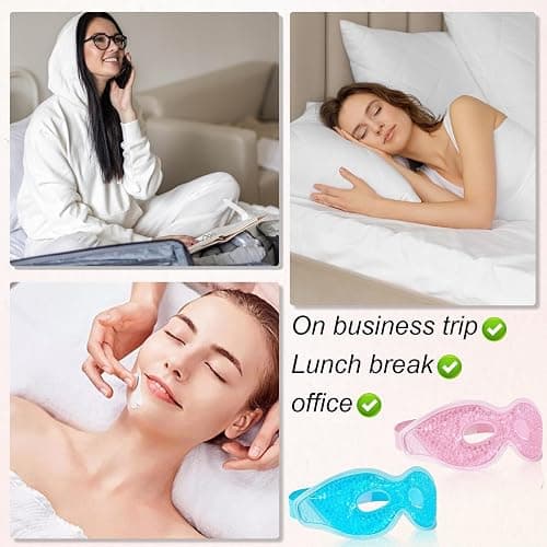 Migräne Augenmaske KühlGel-Augenmaske kühlmaske,Wiederverwendbare kühlende Eis-Schlafmasken für Post-Chirurgie,Schwellungen,Allergien,Sinus & Migräne thumbnail 7