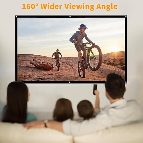 Taotique Projector Screen 72 inch, Movie Projector Screen 16:9 HD Foldable and Portable Anti-Crease Indoor Outdoor Projection Double Sided Video Projector Screen for Home, Party, Office, Classroom thumbnail 5
