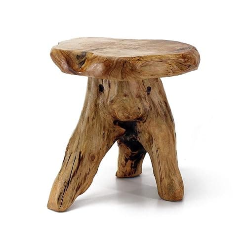 WELLAND Natural Cedar Stump Stool, 14" End Table, Live Edge Side Table, Plant Stand, Small Nightstand, Mushroom Stool for Living Room, Bedroom, Patio, Garden - Image 1