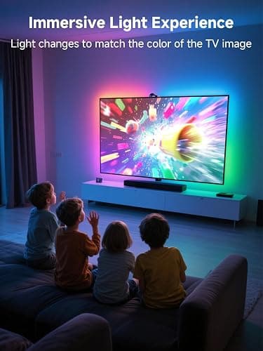 GIPOYENT TV LED Backlight with Camera, 10.5FT RGBIC Screen Sync Lights for 32–50 Inch TVs & PC Monitors, Music Sync LED Strip Lights with App for Gaming, Movies, Bedroom thumbnail 4