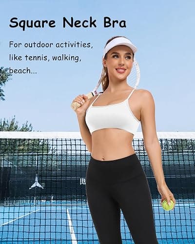QUOJIZY Sports Bras for Women Open Back Workout Tops for Women Yoga Bra Spaghetti Straps Twist Back thumbnail 8