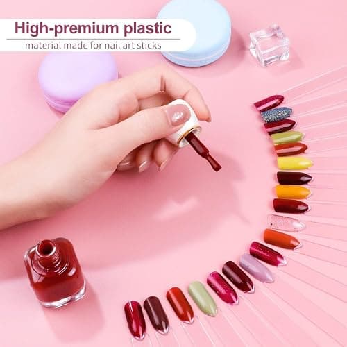 Nail Color Swatch Sticks 50PCS Clear Fan Display Tips With Ring | Nail Sample Tips With Number Stickers, For Polish Color Display Practice, Salon, Home Manicure thumbnail 3