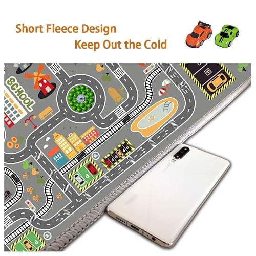 Car Rug Play Mat Great for Playing with Cars and Toys, Kid Playroom Carpet with Rubber Backing, Game Area for Baby Toddler Kid Child Educational Learn Road Traffic in Bedroom, Classroom - 3'11" x 5'10" (Rectangular) thumbnail 4