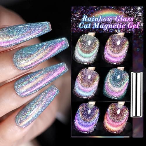 BORN PRETTY Magnetic Gel Nail Polish Set 6 Colors Rainbow Iridescent Gel Polish Cat Magnet Eye Sparkle Nail Polish Varnish U V/LED Nail Art Nail Salon Manicure thumbnail 9