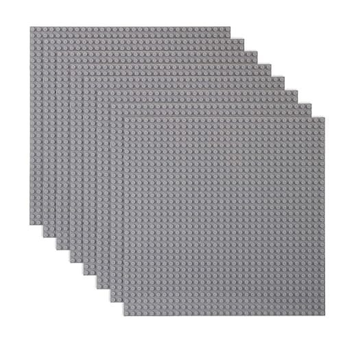 LVHERO Classic Baseplates Building Plates for Building Bricks 100% Compatible with All Major Brands-Baseplate, 10in x 10in, Pack of 8 (Gray) - Image 1