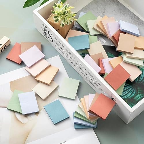 (50 Pads) Sticky Notes 1.5x2, Vintage Colors, 10 Colors Self Sticky Notes, Sticky Pads, Recyclable, Self-Stick Pads, Easy to Post for Home, Office, Notebook thumbnail 6