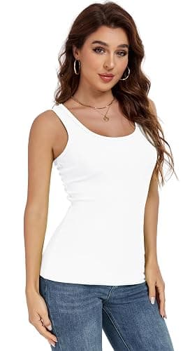 AUHEGN Tank Top for Women Summer Sleeveless Scoop Neck Ribbed Workout Tank Tops Slim Fitted Basic Cami Tee Shirts thumbnail 3
