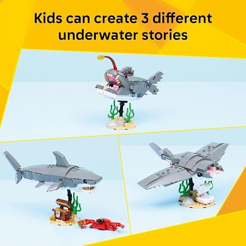 LEGO Creator Fierce Shark with a Treasure Chest Building Toy for Boys & Girls - Kids Build a Shark, Fish, or Manta Ray Animal Figure - Bedroom or Shelf Decor for Ages 8+ - 31381 thumbnail 3