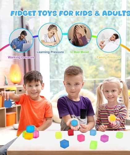8Pcs Mini Sugar Fidget Cubes, Kids Ice Cube Squishy Sensory Toys Jelly Square Stress Squeeze Ball for Autism Adhd Adults Babies Children Boys Girls Holloween Christmas Birthday Party Bag Gifts thumbnail 6