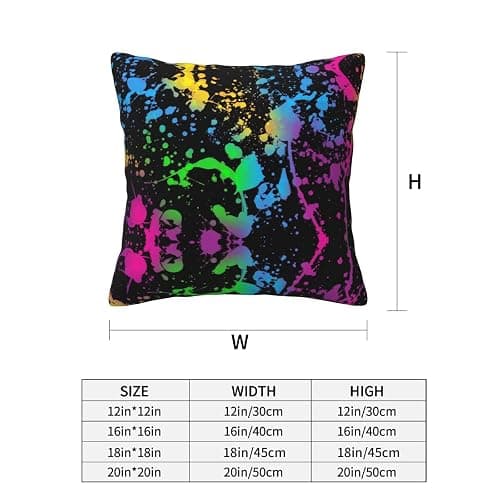 Rqzwdq Glow in Dark Splatter Neon Set of 4 Throw Pillow Covers Square Pillowcase Home Decor for Couch Sofa Bed, Double-Sided Pattern 18x18 Inches thumbnail 3