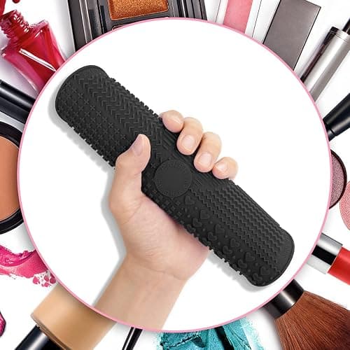 Makeup Brush Cleaner Mat Silicone Brush Cleaning Mat Big Size Make Up Brush Clean Pad with Suction Cup for Makeup Brush Cleaning (Black) thumbnail 6