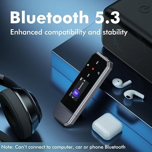 RUIZU 64GB Type-C USB MP3 Player with Bluetooth 5.3, Clip Portable Music Player with FM Radio, Voice Recorder, Pedometer for Sport, Digital Audio Shuffle A-B Repeat, Support Mobile Phone File Transfer thumbnail 2