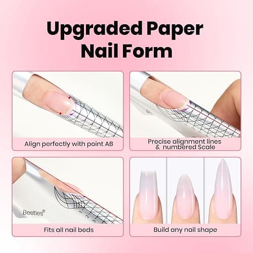 Beetles Builder Gel for Nails, 3 Colors 9 in 1 Nail Extension Sculpting Building, Clear Nude Pink Hard Gel Kit with Base Top Coat for Pros, Gifts for Women, UV & LED Lamp Cured Needed thumbnail 4