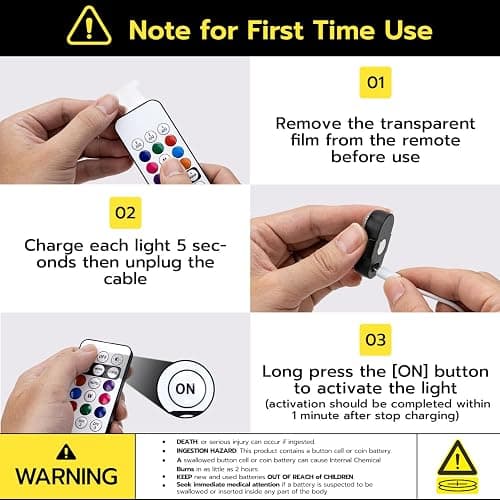 Mcbazel 4 x Wireless Remote Control LED Strobe Lights, Ambient Light with Brightness Control, 7 Colors USB Charging LED Lights Kit for Car, Motorcycle, Bike thumbnail 4