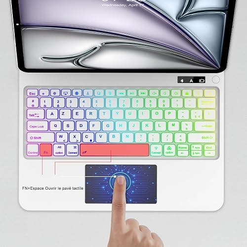 SENGBIRCH Magic Clavier pour iPad Air 13" M3 2025/M2 2024 - AZERTY Français Bluetooth Clavier avec pavé Tactile, Design magnétique Flottant Magic Keyboard, Coque pour iPad Pro 12.9 6e 5e 4e Gén, Blanc thumbnail 4