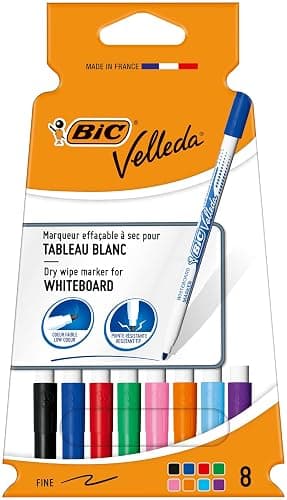 BIC Velleda 1721 Ecolutions, Dry Erase Whiteboard Pens ideal for School 'Velleda Ecolutions' Assorted Colours, 8 count (pack of 1) - Image 1
