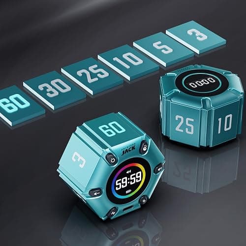 Pomodoro Timer, Magnetic Visual Timer with Flip Countdown, Silent & Alarm, Tools for Anyone, Cube Digital Timer for for Work, Kitchen Cooking, Study, 3/5/10/25/30/60min & Custom Countdown - Turquoise thumbnail 3