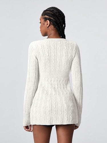 SKAYS Women's 2025 Fitted V Neck Cable Knit Fall Sweater Cozy Pullover Long Sleeve Thick Winter Tunic Shirt Top thumbnail 2