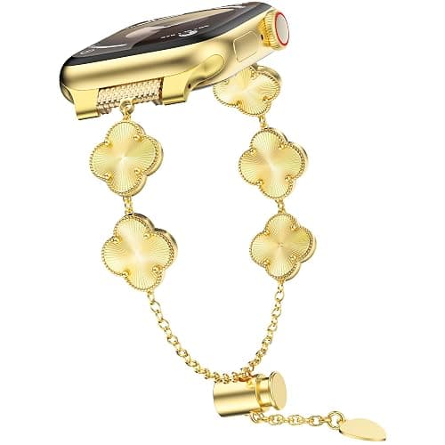 YMHML Lucky Clover Band Compatible for Apple Watch Bands for Women 40mm 41mm 42mm 44mm 45mm 46mm 49mm 38mm, Adjustable Bracelet, Dressy Jewelry Metal Strap iWatch Series 11 10 9 8 7 6 5 4 3 SE Ultra - Image 1
