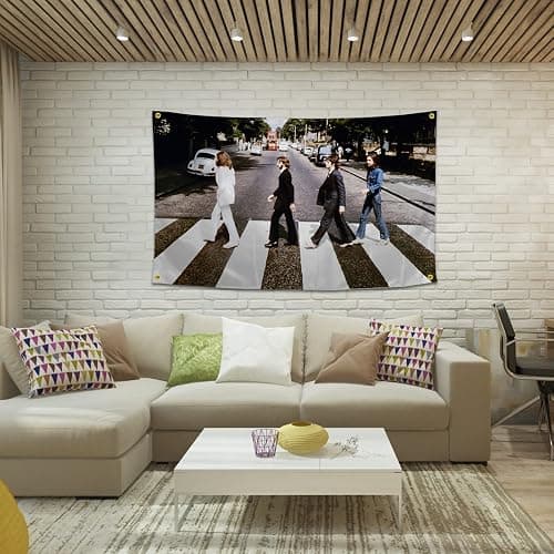 Musical Artist Flag Beatles-Abbey Road Album Cover Funny Poster Durable Man Cave Wall Flag with Brass Grommets 3x5 Feet Tapestry for College Dorm Room Decor,Outdoor,Bedroom, Parties gifts, travel, filming,events,festivals.. thumbnail 5