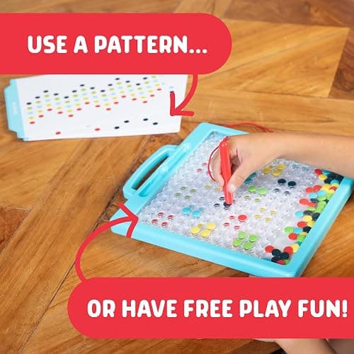 Chuckle & Roar - Magnetic Dot Art Designer - Kids Color by Number Toy - Mess Free Stencil Art for preschoolers - Magnetic Pen and Stencils Included thumbnail 6