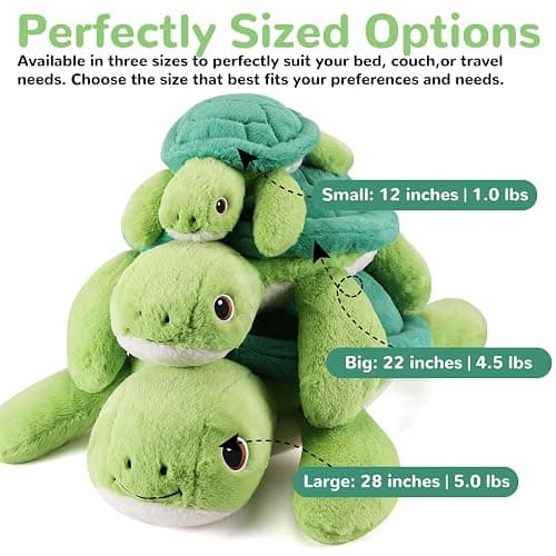 gnomantic Turtle Weighted Stuffed Animals - 22 Inch 4.5 Pounds Weighted Plushies Sea Turtle Stuffed Animal - Big Tortoise Plush Pillow - Cute Plush Toys Gifts for Kids & Adults (22" 4.5 lbs) thumbnail 3
