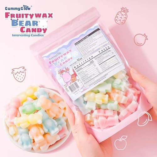 Gummy Glow 12 Oz Fruity Wax Candy, Upgraded Edible Wax Candy Bears - Chewy Retro Sweets with 5 Fruity Flavors, Ideal for ASMR Snacks, Viral TikTok Treats, Novelty Vintage Treats, Parties & Gifts thumbnail 6