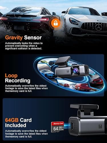 galphi 4K Dash Cam Front, Built-in 5G WiFi, 64GB Card Included, Dash Camera for Cars, Mini Dashcam with Super Night Vision, Loop Recording, G-Sensor, 24 Hours Parking Monitor, Support 256GB Max thumbnail 6