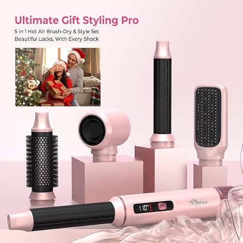 Atopskins 5-in-1 Blow Dryer Brush & Auto-Wrap Air Styler Set | Hot Air Styler with Auto-Wrap Curlers, Volumizing Round Brush & Hair Dryer Brush for Wet to Dry Styling thumbnail 9