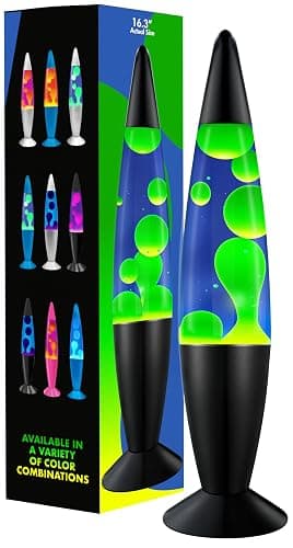JAMBO 16" Beautiful Lamp- Blue with Yellow/Green Wax, Relaxing Liquid Lamp for Living Room Office Bedroom Adults Teens Kids, Magma Light, Night Light Nightlight, Home Decor - Image 1