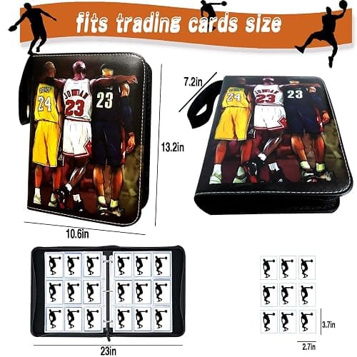 Basketball Card Binder, Trading Card Binder 9 Pocket with 50 Removable Sleeves Fits 900 Sport Cards, 3 Ring Card Holder Binder with Zipper, Collector Storage Album thumbnail 2