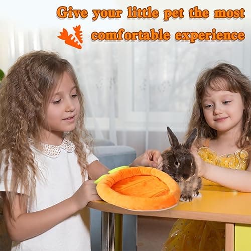 Bunny Bed Rabbit Bed Carrot Shape Bunny Beds Soft Comfortable Rabbits Beds Machine Washable Indoor Guinea Pig Bed Cute Small Animal Bed for Guinea Pig Chinchilla Ferret Squirrel Hedgehog (Medium) thumbnail 6