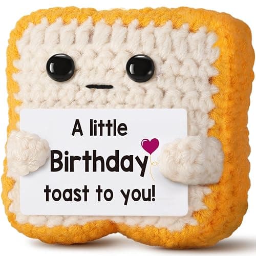 A little Birthday Toast to you - Funny Happy Birthday Gifts for Women, Men, Mom, Dad, Girls, Boys - Unique Crochet Toast Gift Card - Cute Keepsake & Desk Decor Alternative for Her, Him, Best Friend - Image 1