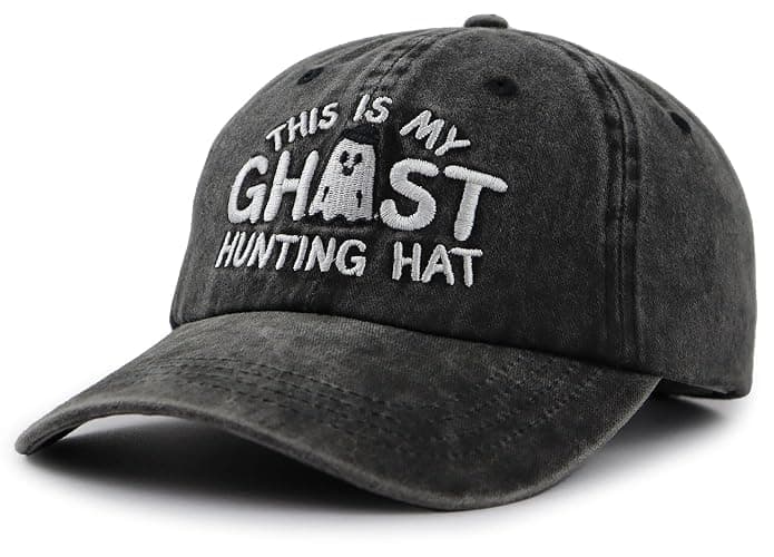 Tynqwegui This is My Ghost Hunting Hat, Adjustable Embroidered Cotton Spooky Halloween Baseball Cap for Women Men thumbnail 3