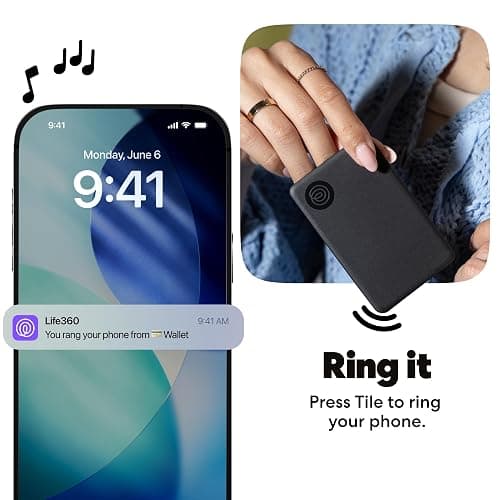Life360 Tile Slim - Wallet Finder, Bluetooth Tracker and Item Locator for Luggage Tags, Passports and More. Both iOS and Android Compatible. Phone Finder. 2-Pack (Black) thumbnail 5