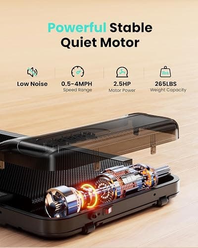 Abonow Walking Pad, Under Desk Treadmill with Incline for Home Office 2.5HP Portable Walking Treadmill with 265 Lbs Weight Capacity Walking Machine, Remote Control, LED Display thumbnail 4