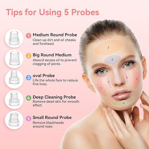Blackhead Remover Pore Vacuum Upgraded Facial Pore Cleaner Electric Comedone Whitehead Extractor Tool-5 Suction Power,5 Probes,USB Rechargeable Blackhead Vacuum Kit for Women & Men thumbnail 4