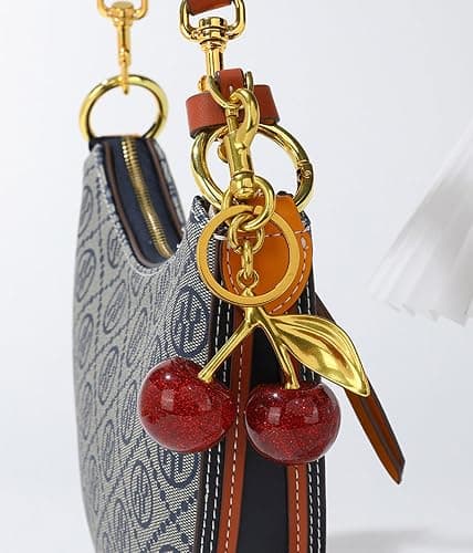 Cherry Bag Charm, Cherry Keychain Hanging Purse Charm Decoration Cute Pendant for Women thumbnail 3