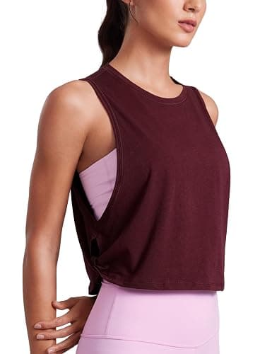 CRZ YOGA Pima Cotton Large Armhole Tank Tops for Women - Workout Sport Athletic Yoga Running Gym Loose Crop Sleeveless Shirts - Image 1