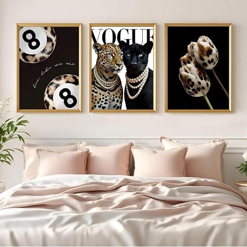3Pcs Of Fashionable Cheetah Wall Art Lucky Ball 8 Posters Prints Leopard Print Floral Pictures Paintings Trendy Aesthetic Canvas Wall Decoration Suitable For Living Room Bedroom 16x24 Inch Unframed thumbnail 3