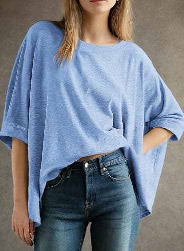Dokotoo Summer Shirts 2026 Womens Solid T Shirts for Women Loose Oversized Tops Basic Tee thumbnail 2