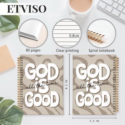 ETVISO Beige Wavy Bible Journal Notebook for Women, Inspirational Christian Gifts for Women, Prayer Bible Supplies Journal, Church Notes Notebook, Cute Preppy Hardcover Spiral Notebooks 5.5x8.3 thumbnail 5