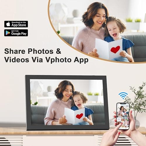 10.1" Digital-Picture-Frame Smart WiFi-Photo-Frame - IPS Touch Screen Digital Photo Frame, 32GB Slideshow, Auto-Rotate, Load Photo Video from Phone via App Email, Free Cloud Storage, Gift for Mom Dad thumbnail 3